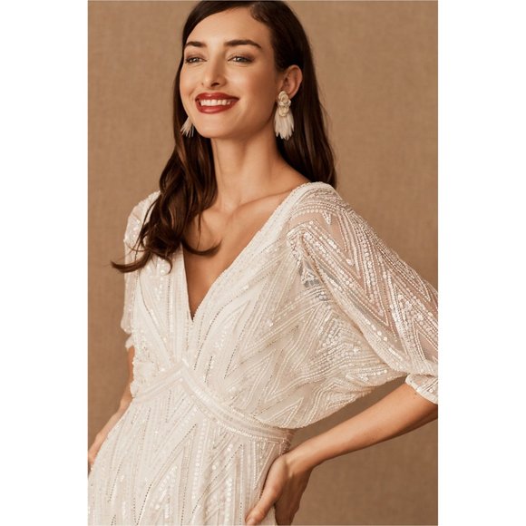 BHLDN Ellesmere Wedding Dress Size 4 Beaded - Picture 3 of 8